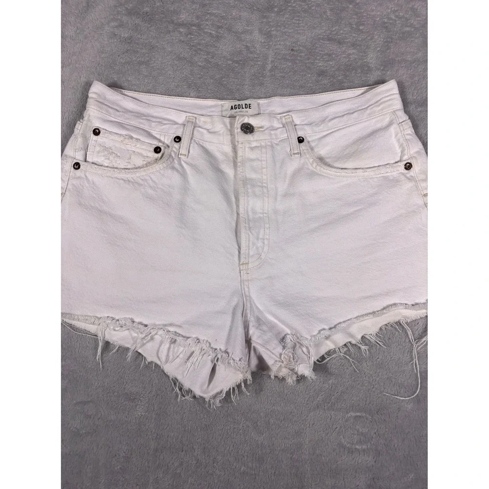 Agolde Shorts Parker high Rise Womens Size 29 White Frayed Shorts
